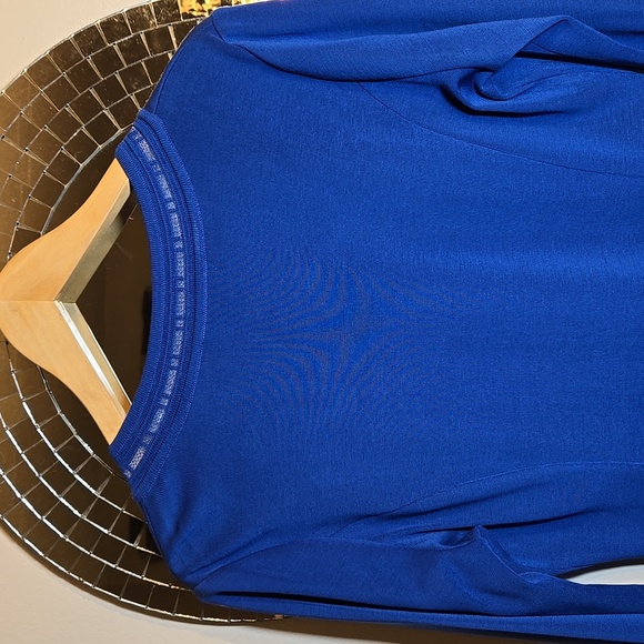 Misook Textural V-Neck Knit Midi Dress In Starry Midnight Blue NWOT - Picture 6 of 13